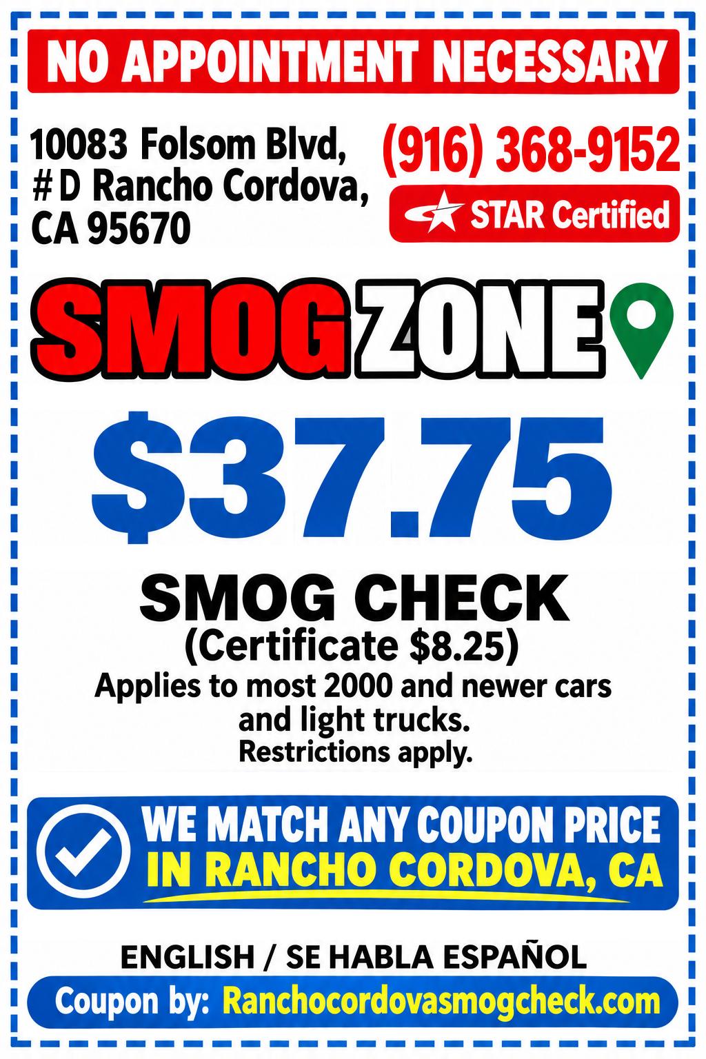 Smog Check Coupon Rancho Cordova